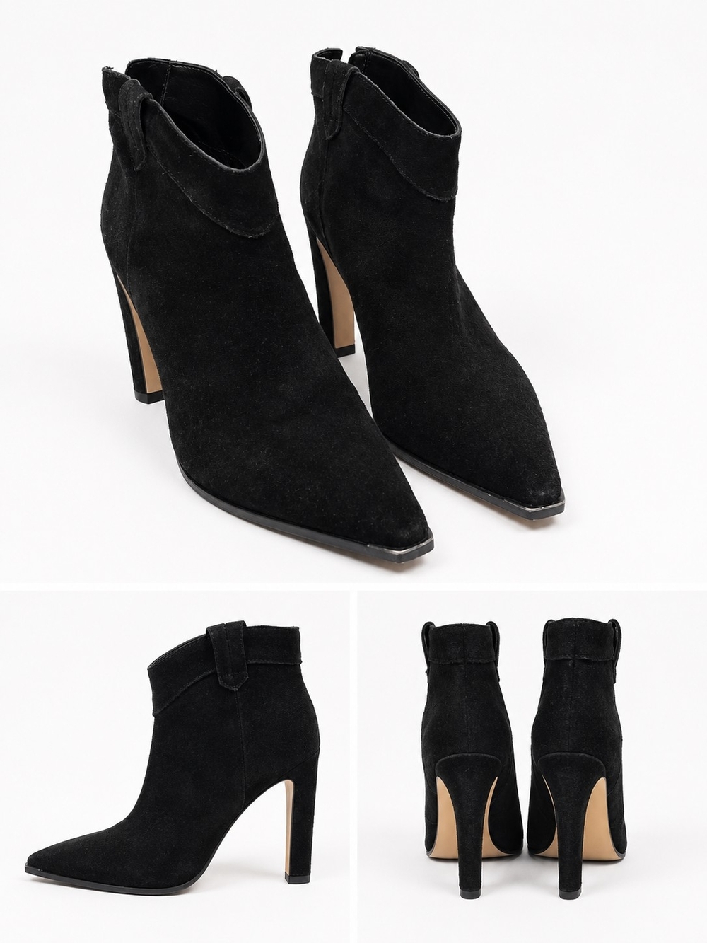 Vince Camuto Black Suede Pointed Ankle Booties